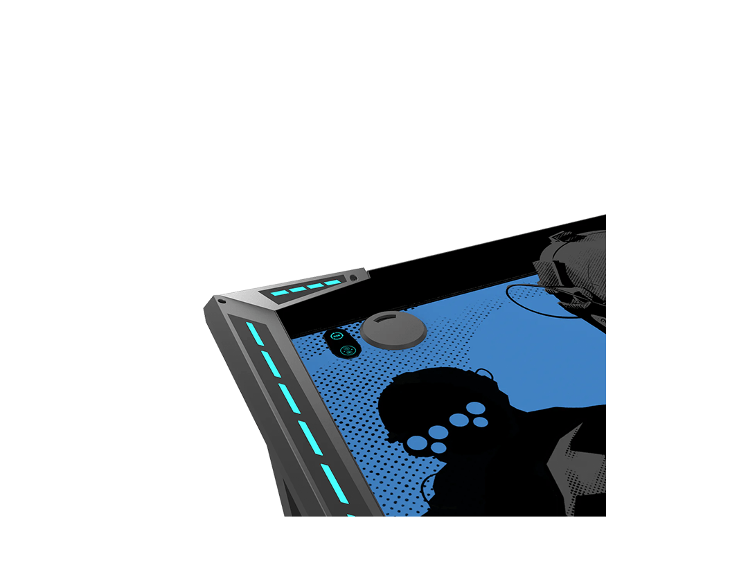 GAMEON Call Of Duty (COD) Hawksbill Series RGB Flowing Light Gaming Desk With Mouse pad, Headphone Hook & Cup Holder - Black/Blue in Qatar GAMEON Call Of Duty (COD) Hawksbill Series RGB Flowing Light Gaming Desk With Mouse pad, Headphone Hook & Cup Holder - Black/Blue in Qatar